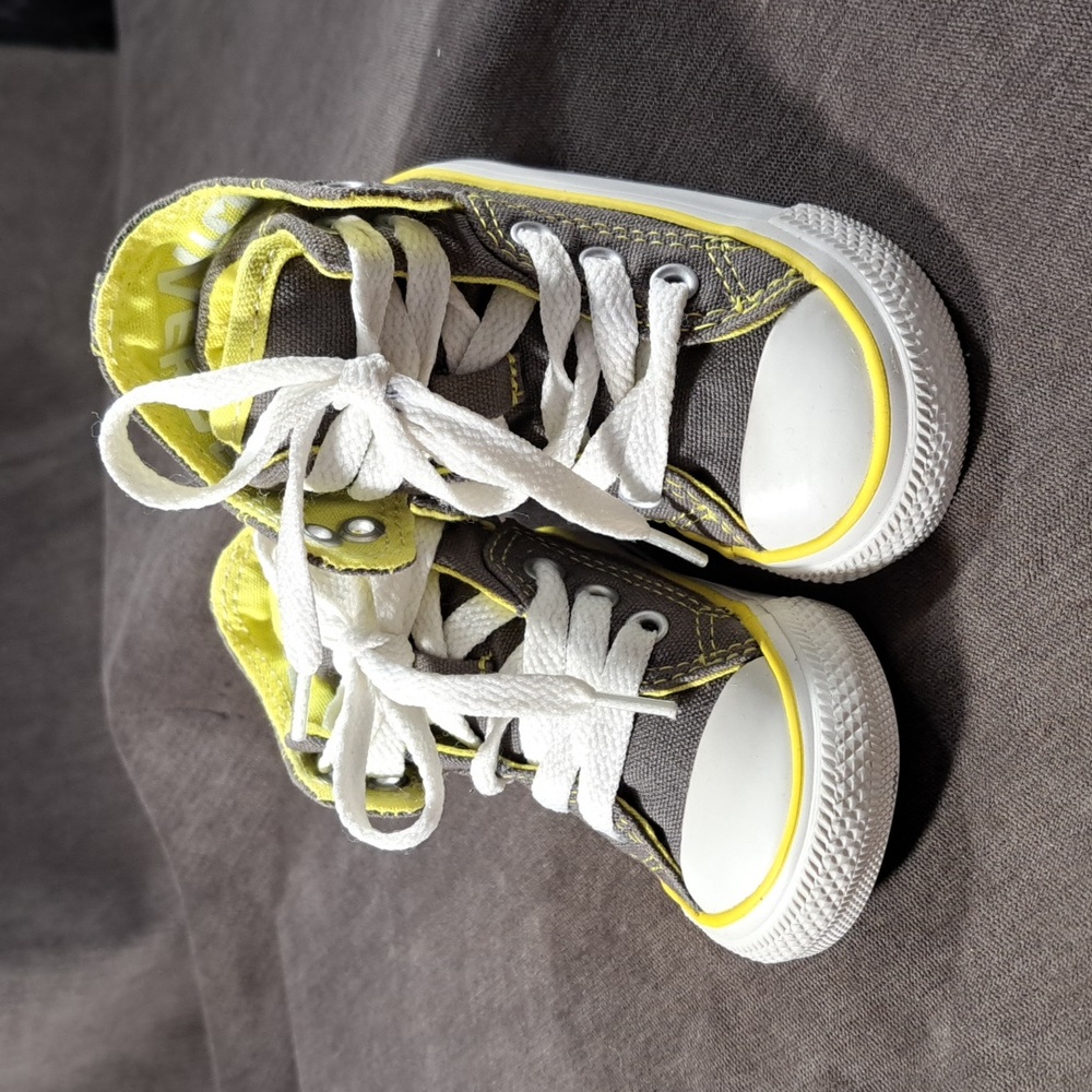 Converse Chuck Taylor All Star Fold Down Hightops Grey Yellow Sneakers VG US 4